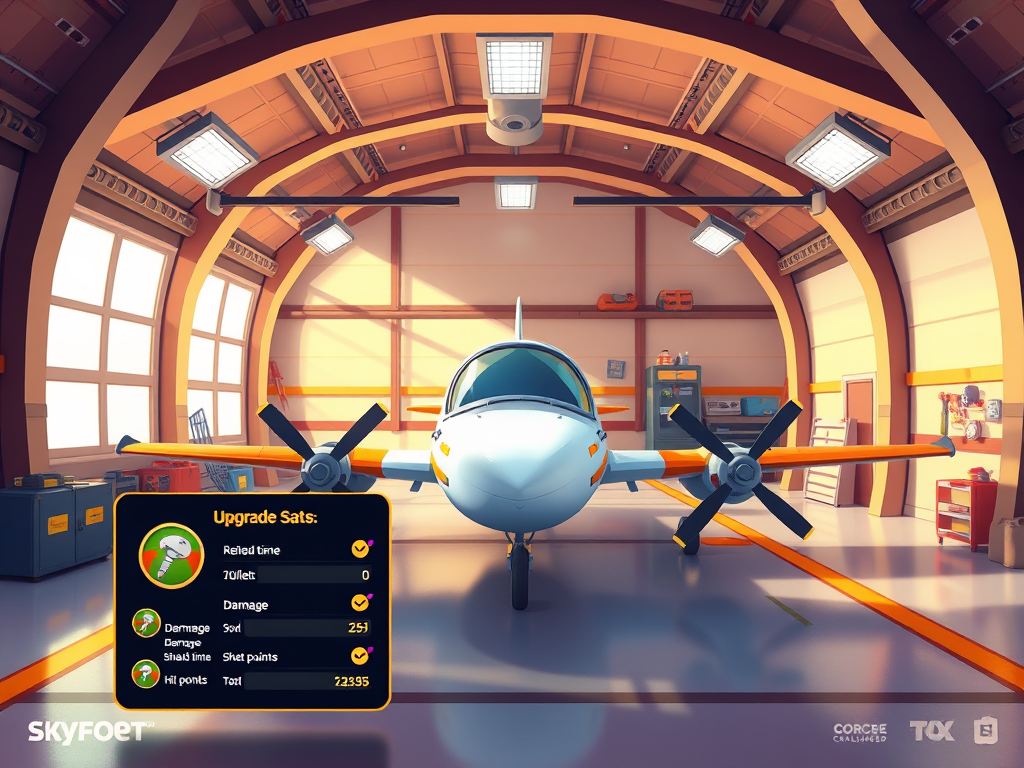 A concept garage system for Toy force. This is the place where the player can upgrade their airplane and change their plane