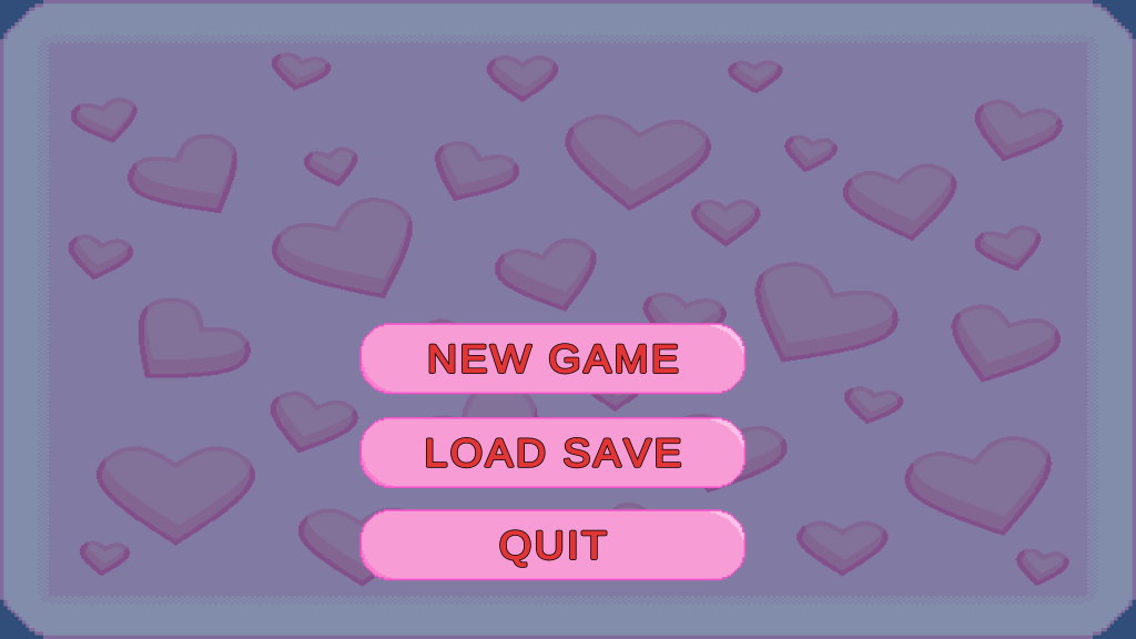 The Classic Farm Pet main menu to start, load, or quit game. The new game contains input field name before entering the game. The load game contains name that has been saved to be loaded. The quit game is to close the application.