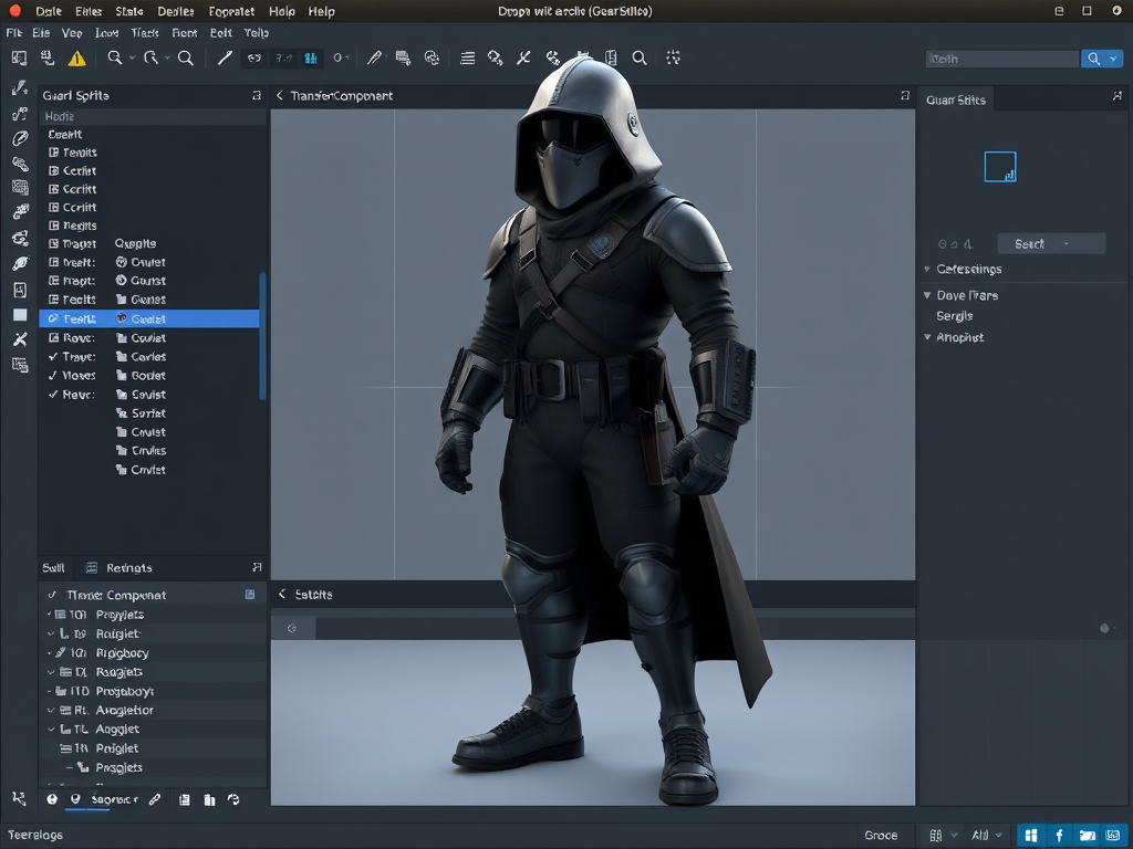 showing selector guard in the unity editor and their component scripts like transform and rigid body