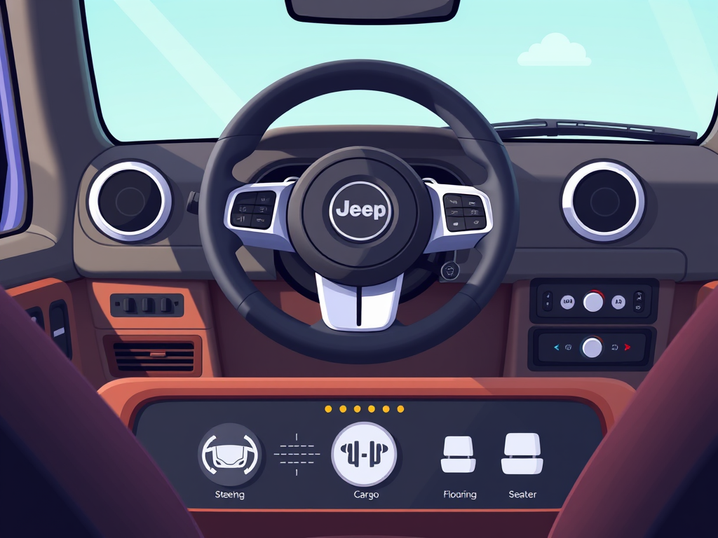 Inside jeep car at the steering wheel the player can customize color or parts or choose different kinds of selection like the floor of jeep