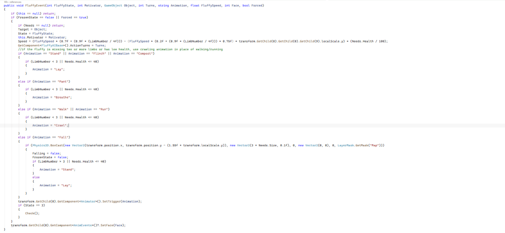In Classic Casual Fluffy Farm, the Animate scripting activates when you try to change the animation behavior by calling the function with the necessary parameter.