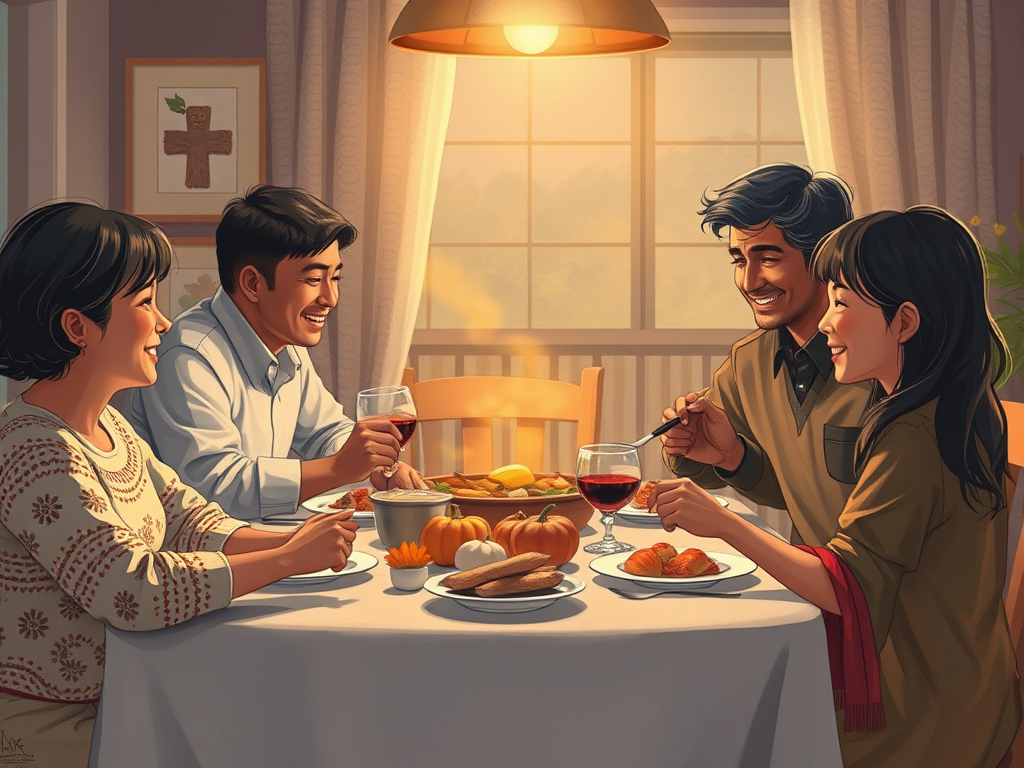 Blessing and happiness when eating together as a family