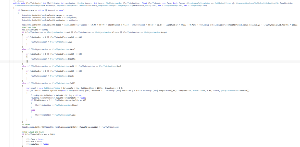 New Casual Fluffy Farm Animate ECS scripting triggers when attempting to change animation behavior by calling the function with the required parameter.
