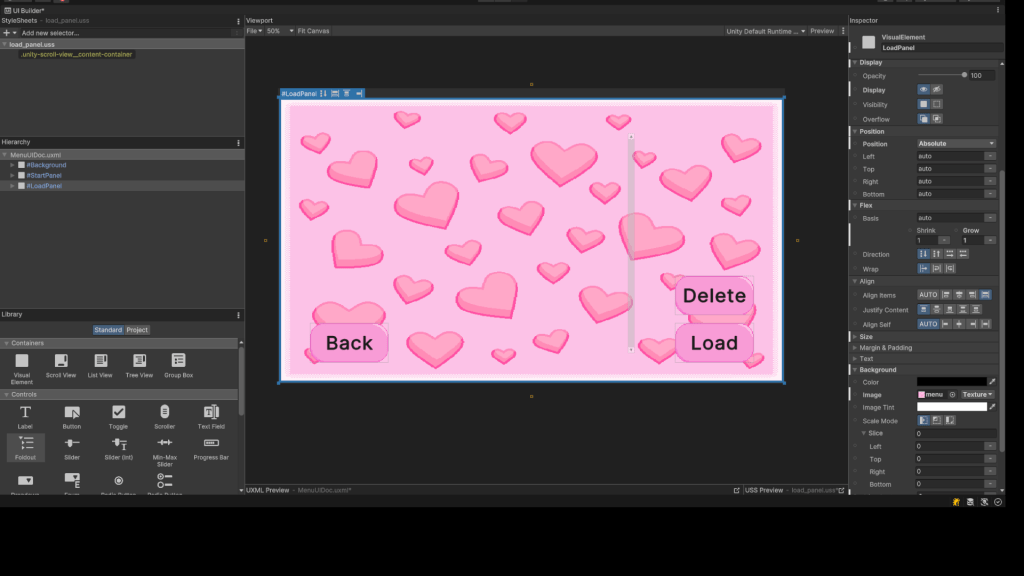 Select a list of saved games to load later.