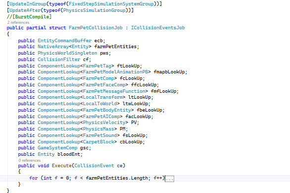 The collision event job is used in the new simulation game