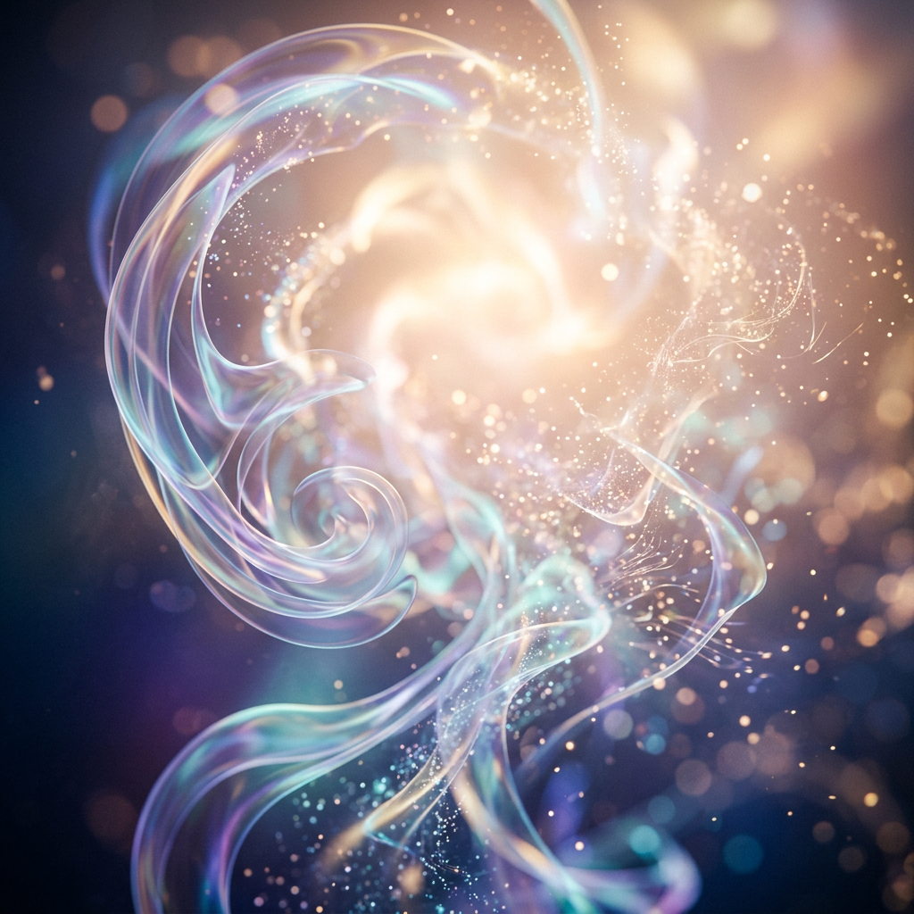 Abstract swirling luminous light trails with sparkling particles