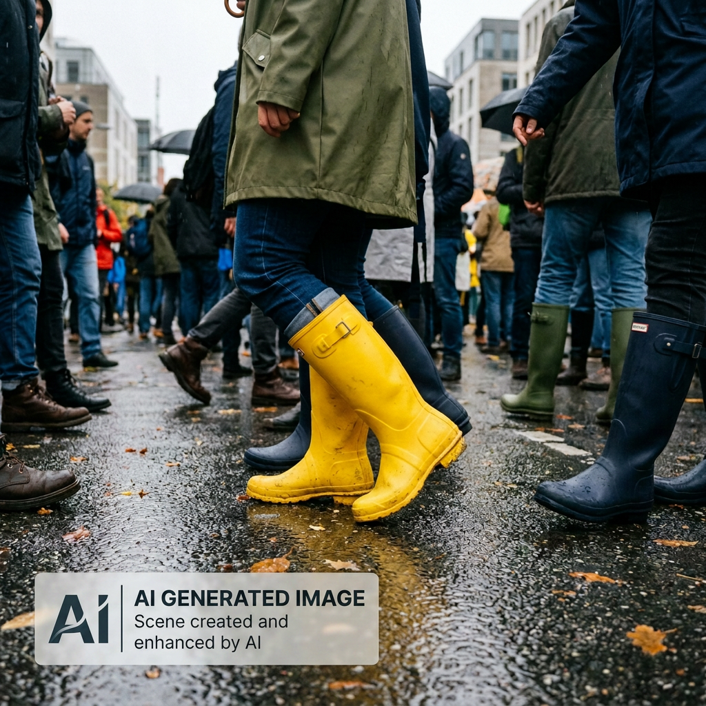 Weirdest of wearing yellow boot